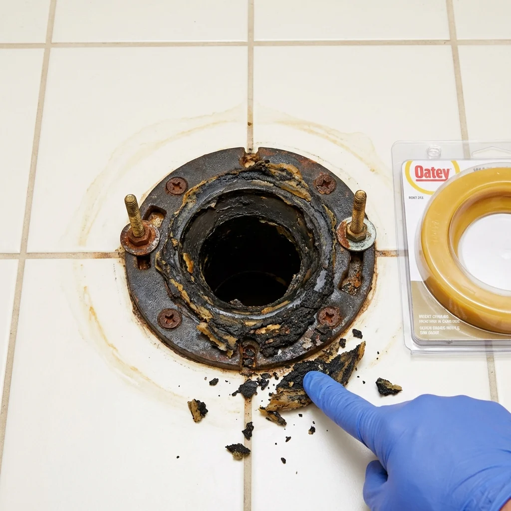 Failed wax ring showing water seepage at the base of a toilet in a Fallon, NV home